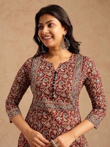 Image of Vbuyz Women's Floral Printed Straight Cotton Special wear Kurtas for Women | Cotton Kurtas for Women | A-Line Kurtas Kurtis | Designer Kurta | Kurtas for Women | Printed Kurtas