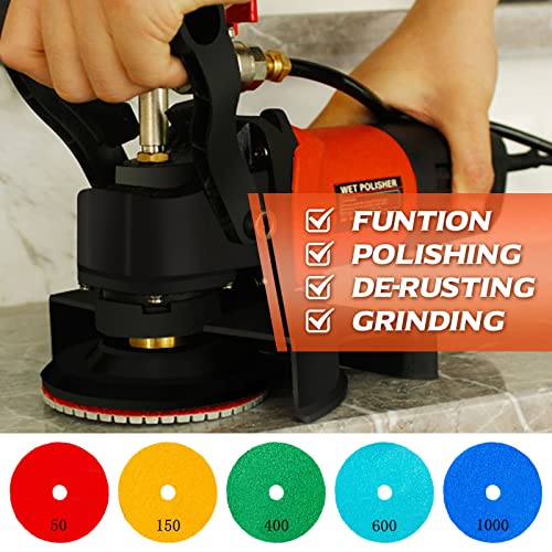 Image of 7 Pack 4 Inch Diamond Polishing Pads with 5 /8''-11 Backer Pad, 5PCS Wet /Dry Polish Pad Kit for Drill Grinder Polisher, 50-1000 Grit Polishing Pad for Granite Marble Concrete Stone Quartz