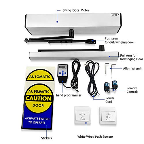 Automatic Swing Door,Push Button Swing Door Opener Remote Control Swing Opening Heavy Duty Door Operator With 2Pcs Exit Buttons #TOP3