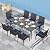 Sophia & William 9 Pieces Patio Dining Set for 8, Outdoor Patio Table and Rattan Chairs Set, 83" L Extra Large Rectangular Table, 1.75" Umbrella Hole, Beige Removable Seat Cushions