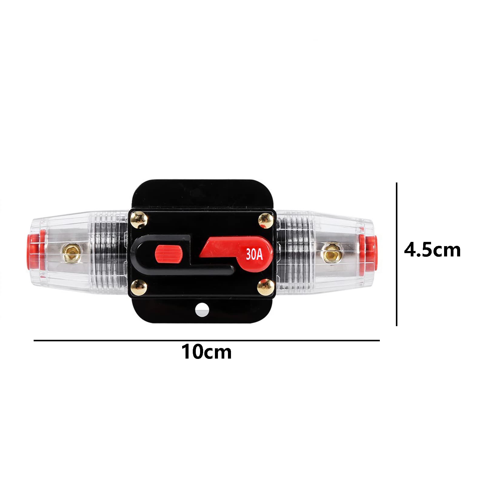 Automatyczny uchwyt bezpiecznika samochodowego 12 V-24 V DC Inline Ręczny przełącznik resetowania i ochrona systemu falownika słonecznego audio (30A)