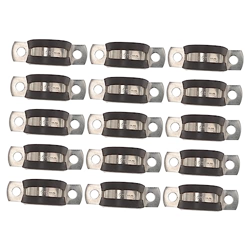 Mipcase 15pcs U-clamps for Cable Management Stainless Steel Clamp for Square Tube Wire Anti-slip Rubber Pad Easy Installation