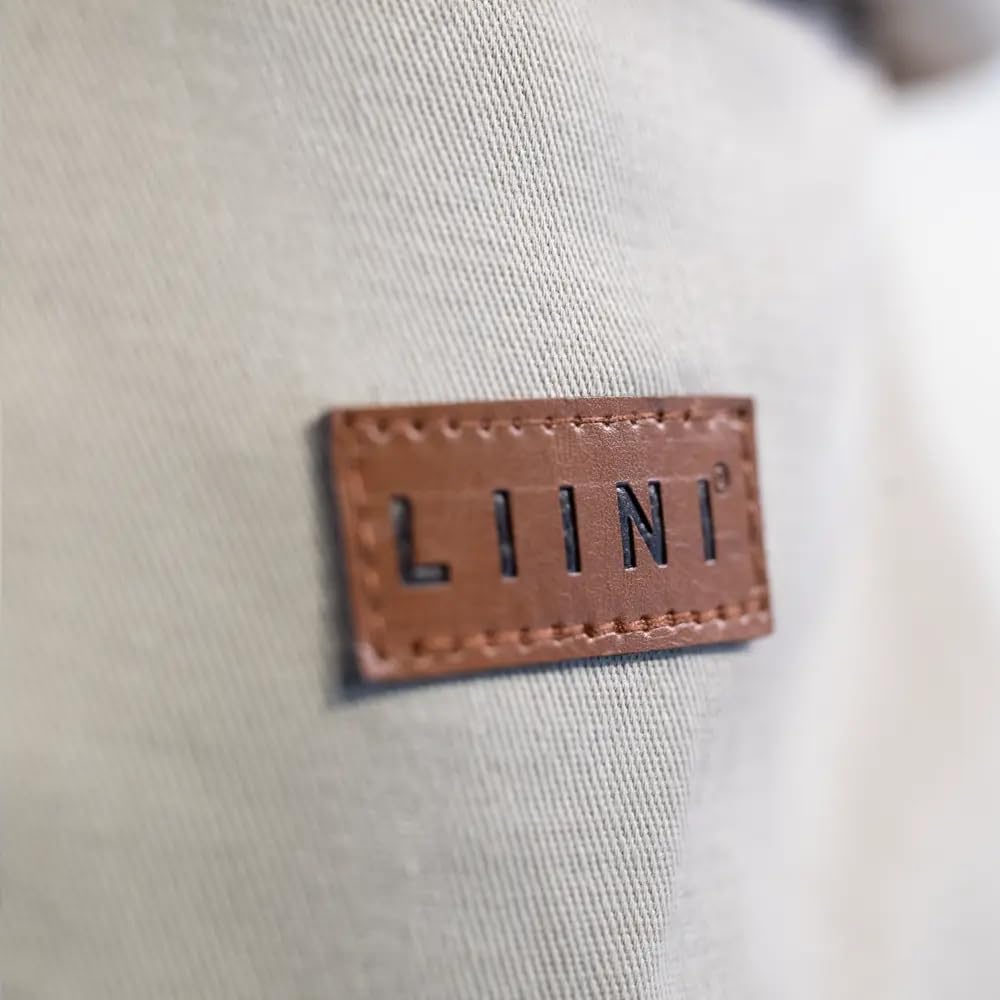 LIINI® Babytrage aus Baumwolle (Graubeige) – ab Geburt 3,5 kg bis 15 kg, ergonomisch & verstellbar, Kopfstütze, Klickverschluss – CE EN71-3 & SGS EN13209-2