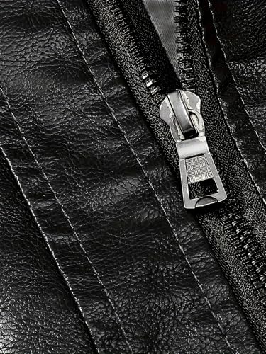 Men’s Casual Stand Collar PU Faux Leather Zip-Up Motorcycle Bomber Jacket With A Removable Hood4