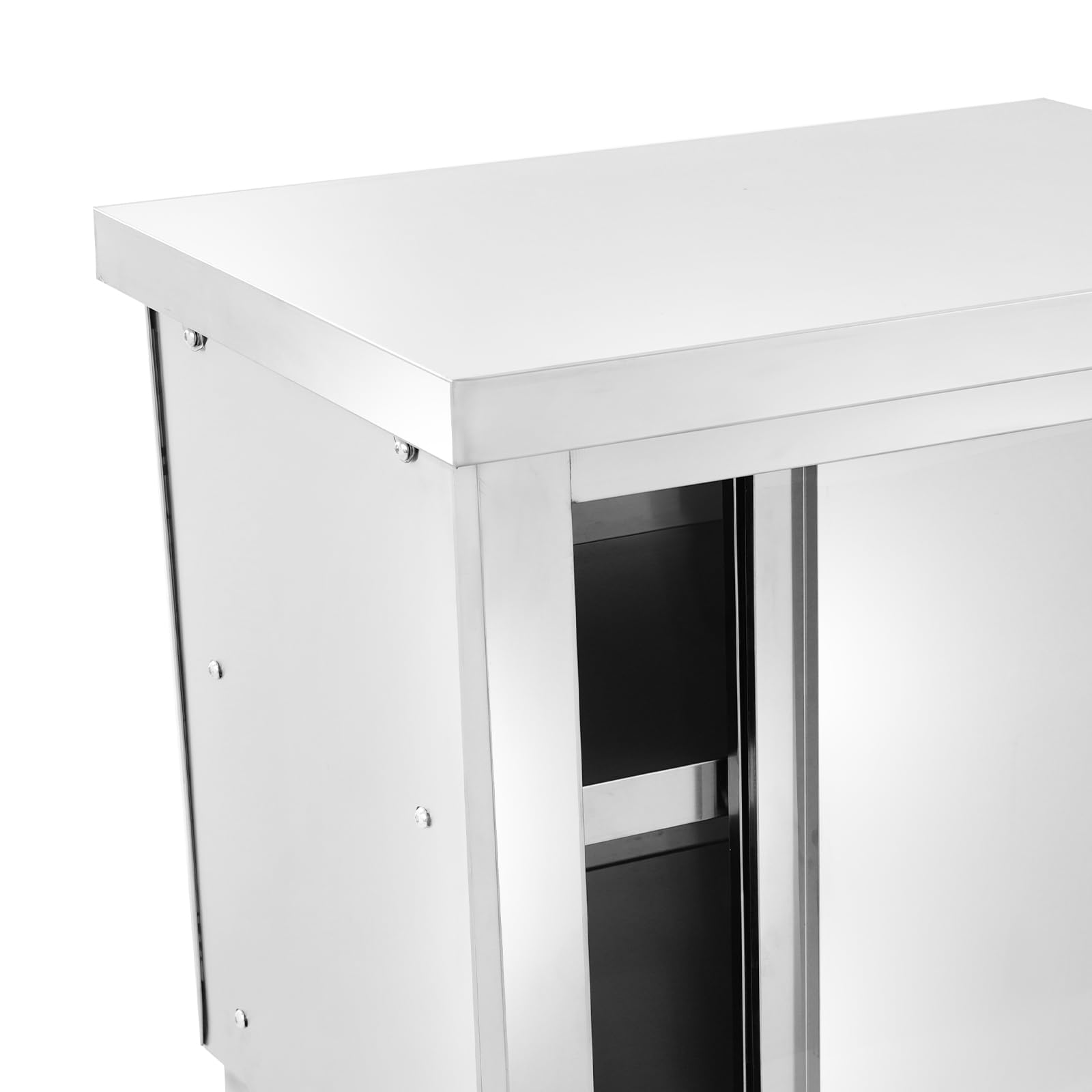 Stół roboczy ze stali nierdzewnej z drzwiami przesuwnymi, 80 x 60 x 80 cm, zewnętrzna szafka kuchenna, stół ze stali nierdzewnej, mobilny stół gastronomiczny z regałem i szufladami