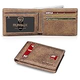 RUNBOX Wallet for Men Slim 11 Credit Card Holder Slots Bifold Leather RFID Wallet Blocking Small Thi