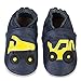 IceUnicorn Krabbelschuhe Baby Lauflernschuhe Jungen Mädchen Weicher Leder Babyhausschuhe Kleinkind rutschfeste Lederschuhe Baby(Marine Bagger, 18-24 Monate)