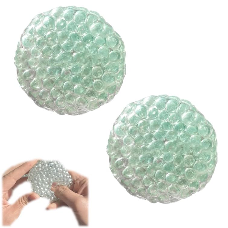 Stone Squeaky Stress Ball, Noisy Vacuum Stress Balls with Shapeable Beads, Squishy Sensory Fidget Balll for Man Women (2pcs)