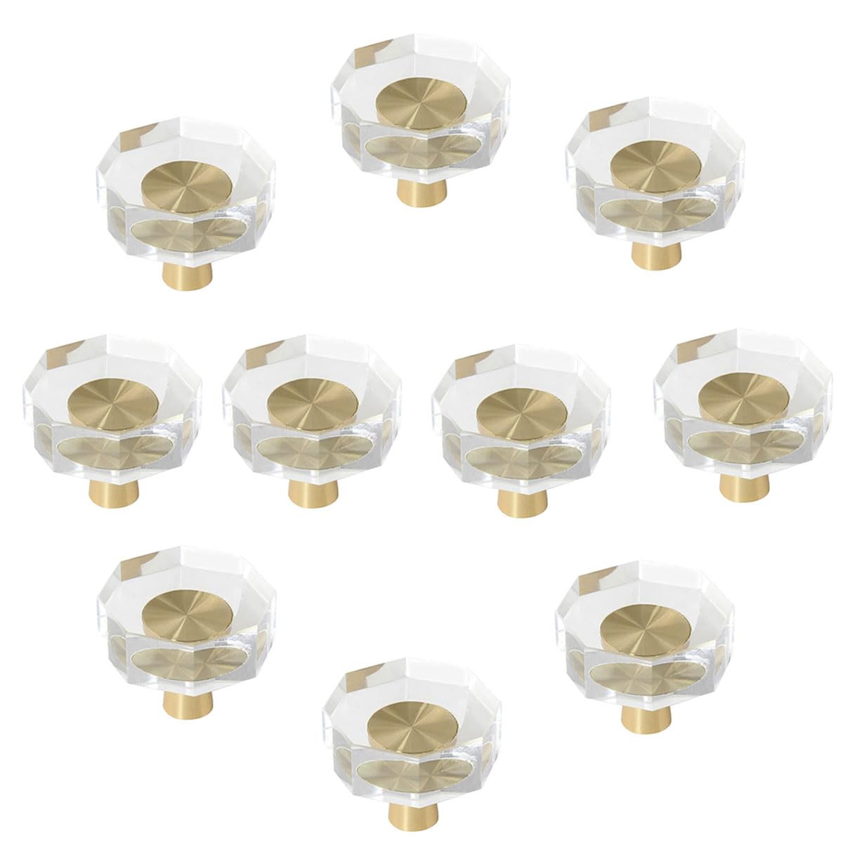 Boutons de tiroir en laiton et verre acrylique haut de gamme pour buffet et armoire
