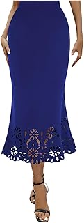 2025 - Moda Mujer Color Sólido Cintura Elástica Delgado Hueco Falda en Forma de A Falda de cola de Pez Marrón Claro Mujer