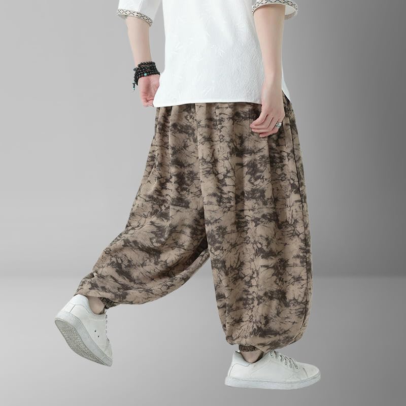Men's Spring Summer New National Style Trend Retro Loose Harem Lantern Pants4