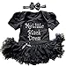 Baby Rhinestone My Little Black Dress Bodysuit Pettiskirt Headband Set