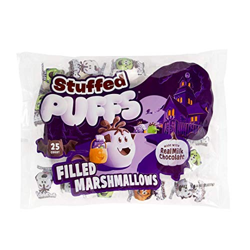 Stuffed Puffs - Halloween Treat Pack, 50 Individually Wrapped Chocolate Filled Marshmallows, Perfect for Trick or Treating, Perfect for S\'mores, 2 bags (25 per bag) (15.88oz each)