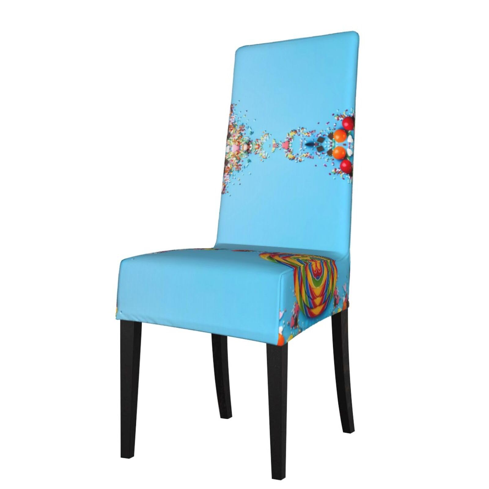 YYHWHJDE Lollipop Conffiti Cracker Chocolate Prints Protection Cover for Dining Chair – Stretchable Slipcovers for a Refreshing Dining Room Makeover