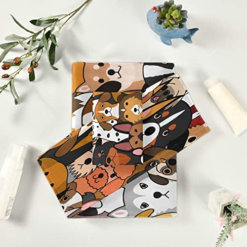 Cute Doodle Dog Print Animal Bath Towel Set Luxury Decorative Set Of 3, 1 Bath Towel 1 Hand Towel 1 Washcloth Soft Multipurpose For For Bathroom Hotel #TOP5