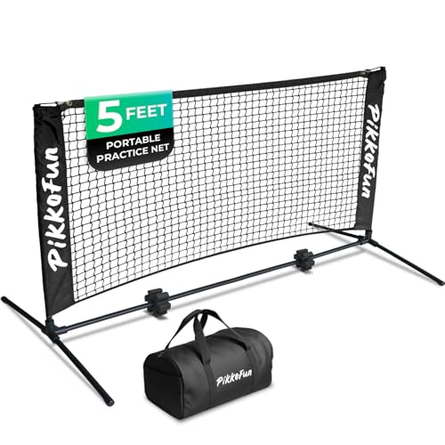 PIKKOFUN Mini Pickleball Net (5 FT Wide), Small Portable Dink Practice Net for Indoor & Outdoor...