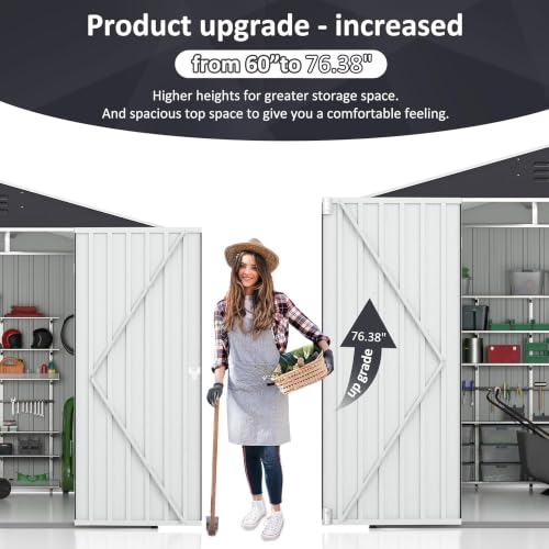 Image of AirWire 8x8 FT Outdoor Storage Shed Gray | Garden Shed with Updated Frame Structure and Lockable Doors, Metal Tool Sheds for Backyard Garden Patio Lawn