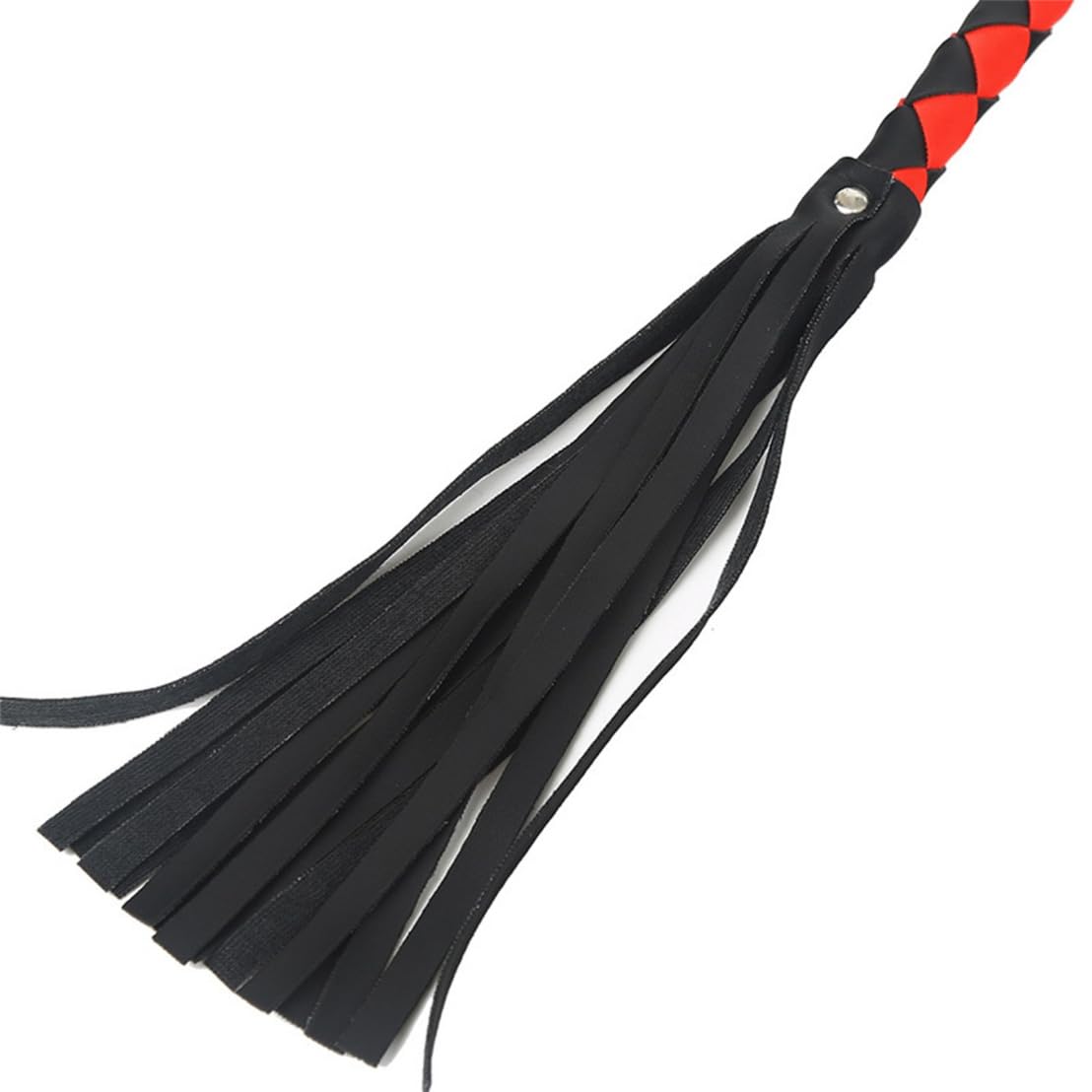 LáTigo CláSico Negro Y Rojo De Cuero De Primera Calidad, Exquisita ArtesaníA -Z