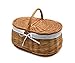 Weidenkorb Korb Picknickkorb Stabiler Tragekorb mit 2 Deckeln aus Weide geflochten braun mit Stoffeinlage K1-030-SW