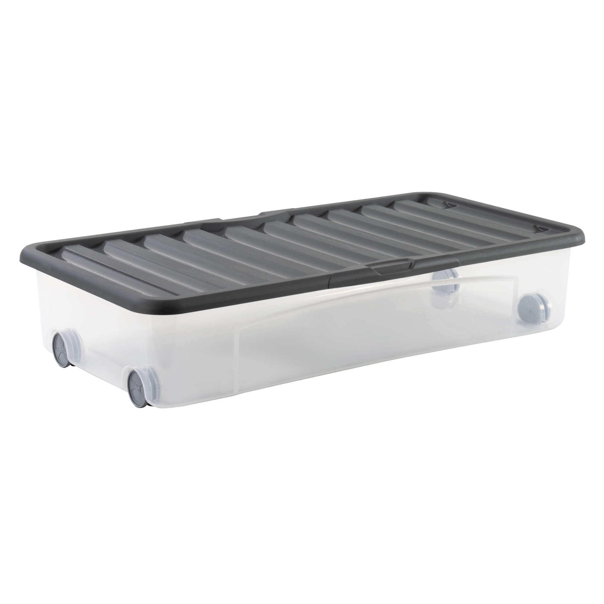 Sundis Ventili Underbed with Wheels-Stakable-Modern Design, Transparent/Grey, 50L.