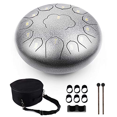 Steel Tongue Drum 13 Notes 12 Inch Percussion Instrument C-Key Handpan Drum With Bag,Couple of Mallets,for Musical Education Concert Mind Healing Yoga