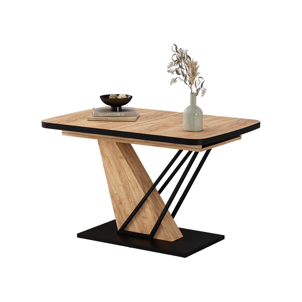 Vicco Table de Salle à Manger Fenaro, Chêne doré, 120-160 x 80 cm | extensible, extensible jusqu'à 160 cm avec rallonge intégrée