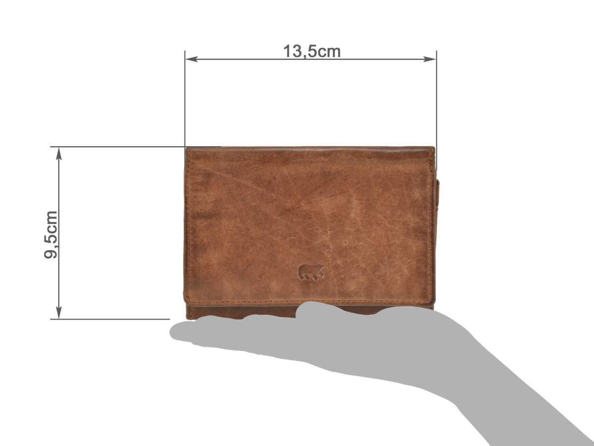 Bear Design Cartera de piel para mujer, 9 compartimentos para tarjetas, color marrón