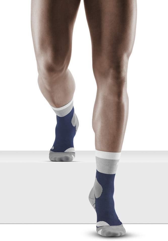 CEP Light Merino Wool Hiking Mid-Cut Socks, Marineblue/Grey, Men, V (XL)