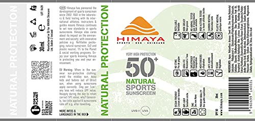 HIMAYA Natural Eco Sports Sunscreen | Waterproof Sweatproof | Natural| Reef Safe |UVA UVB Protection | no nano Zinc… - Afbeelding 5