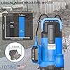 FOTING Sump Pump, High Flow Submersible Water Pump with Float Switch, Automatic Clean/Dirty Utility Pump for Basement Puddle Pool Tub Pond Draining, 1.5 HP, 6300GPH