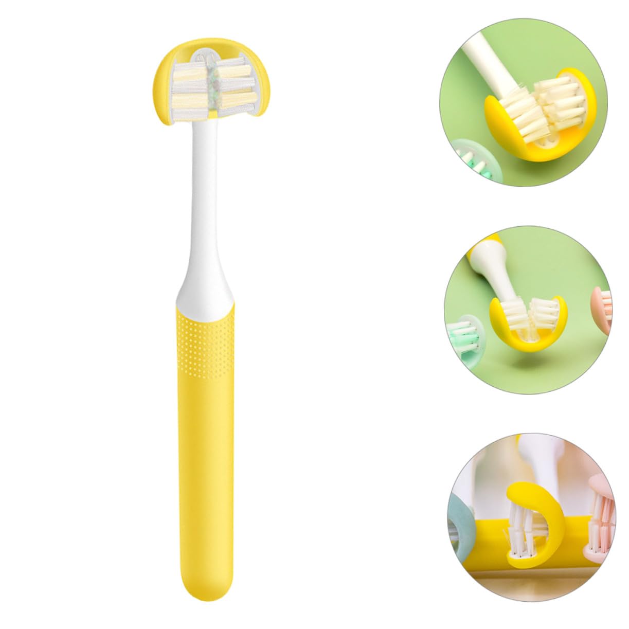 Hohopeti Spazzolino da Denti Pulizia Profonda e Cura Orale a Casa per Adulti Materiale Pp Design Avvolgente a 3 Lati, Setole Morbide