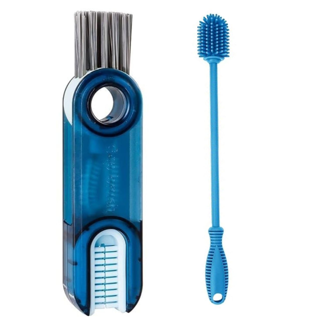 Sarthu Bottle Cleaning Brush Silicone Long Handle, Cup Lid Cleaner Brush.Multifunctional Brushes for Water Bottles, Straws, Windows, Grooves, Keyboards Efficient Cleaning Tools (Multicolor Pack of 2)