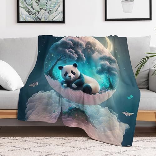Couverture polaire panda flannel jeté de canapé et dessus de lit chaud