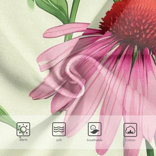 Pink Echinacea Flowers Green Leaves Panties Little Girl Toddler Underwear Floral Cotton Print Briefs Underpants 2t3