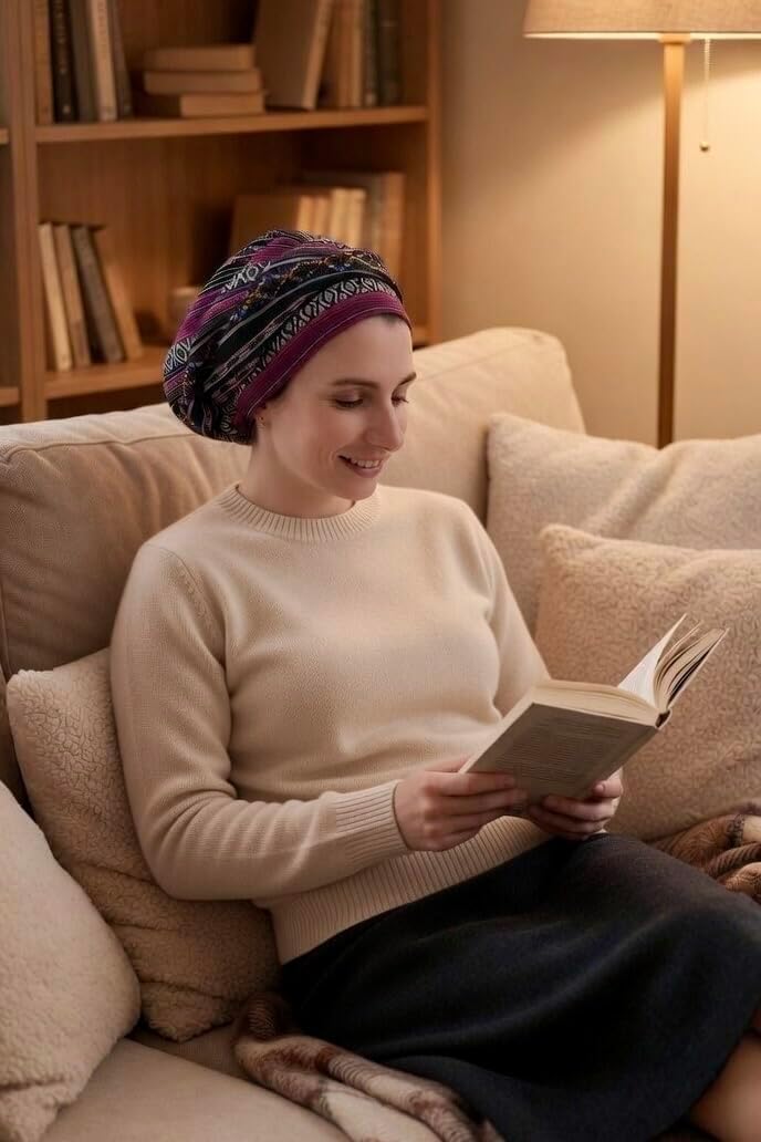 Ermandina Adjustable Tichel Beret for Women – Modest Slouchy Beanie Style Snood, Jewish Head Covering