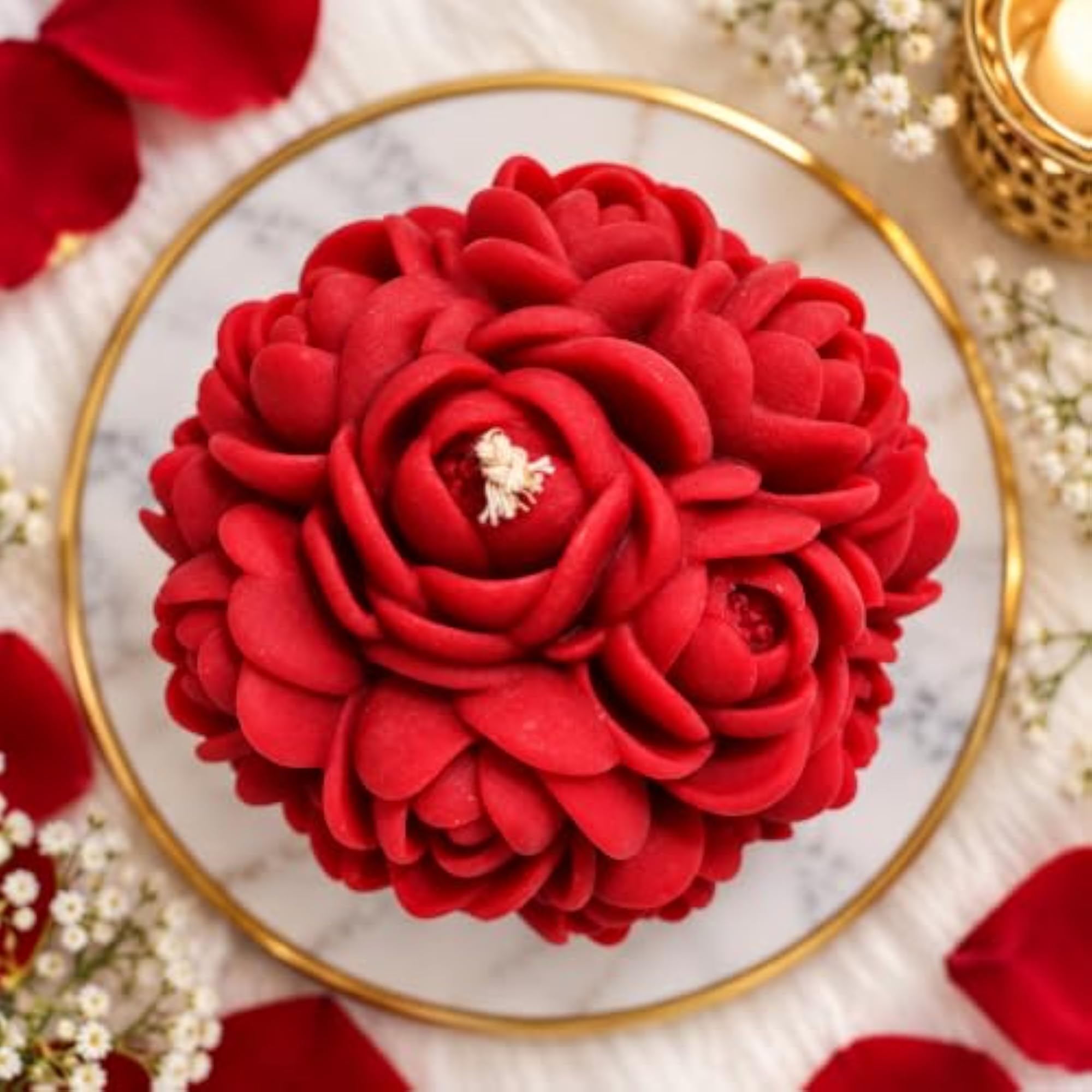 Red Rose Flower Candle - Realistic Decorative Candle