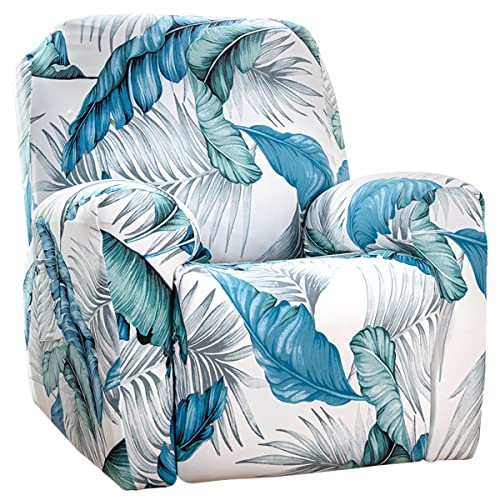 Ghopy 4pcs Recliner Sofa Slipcover with Pocket Stretch Sofa Cover Elastic Sofa Protector Printed Reclining Lounge Chair Covers for Single Seat Couch(leaves)