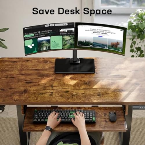 Image of TEKAVO Cift Height Adjustable Table for Office Work | Electric Standing Table Workstation with Keyboard Tray for Home Office| 60 kg Load Capacity |120L x 60W | Forest I DIY