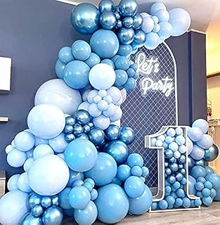 130 PC Blue Balloon Arch Kit with Balloon Chain and Glue Dots | DIY Balloon Garland Kit For Birthday Party Décor, Baby shower, Wedding, Halloween, New Year Eve and Christmas