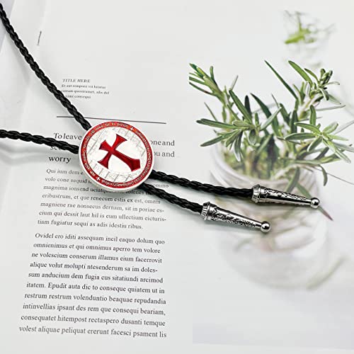 Jpjzy Brbam Fashionable Round Shape Cross Bolo Tie Exquisite Shield And Multi-Colored Cross Necktie For Men (Red) #TOP2