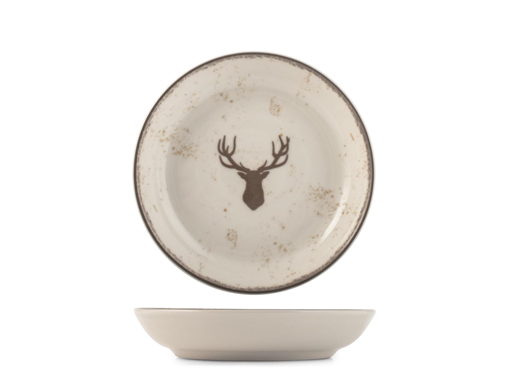 H&H Juego de Mesa Navidad 12 Piezas Wild Mocha en Gres - Platos Planos, Sopas y Postres con Diseño Tradicional y Acogedor, Ideal para Celebraciones Invernales y Festividades