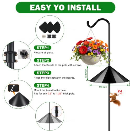 Image of FEED GARDEN 108'' Bird Feeder Pole Squirrel Proof 1 Pack, Shepherds Hook