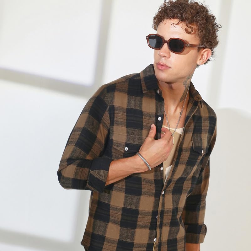 Image of CAHOOT Men's Multitrack Striped Oversized Shirt for Casual Wear | Spread Collar | Long Sleeve | Button Closure | Oversized Shirt Crafted with Comfort Fit for Everyday Wear