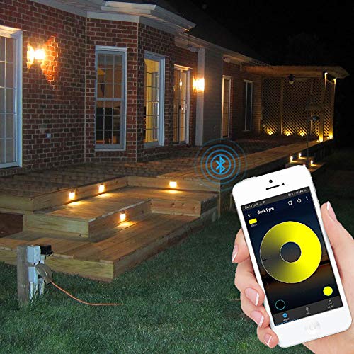 Indarun Low Voltage Led Deck Lights, 10Pcs Landscape Step Lighting, Φ1.38 Bluetooth Warm White Half Moon In-Ground Lighting Waterproof Outdoor Garden Yard Decoration Lights For Stair Pathway Railing #TOP5