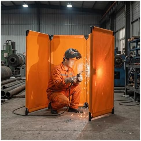 3PCS Portable Welding Screens, Foldable Flame-Resistant Shield Panels (58x120cm) for Workshop Protection, Professional Welders' Safety Equipment