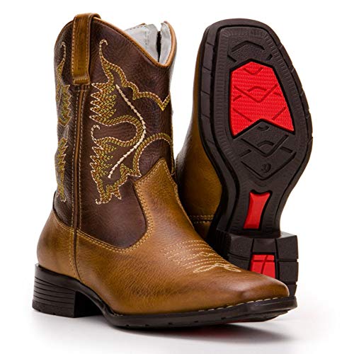Bota Texana Infantil Couro Com Bordado