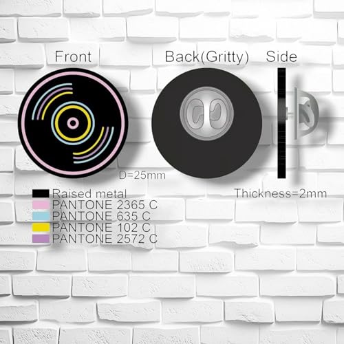 Retro Vinyl Record Enamel Pin Badge, Black with Neon Outline, 25mm x 25mm, 2mm Thick, Vintage 80s Record Player Collectible, Neon Music Accessory, Perfect for Backpacks, Jackets, and Hats - Image 3
