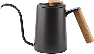 Goose Neck Water Kettle, 600ml with Stainless Steel Handle Dripping Machine, Fashion Long Goose Spout Kettle for Pouring Over Coffee and Tea(Black)