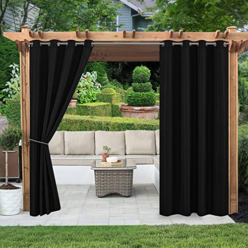 Voday (2 Panels) Waterproof Outdoor Curtains 54 X 84 Inch - Rustproof Grommet Heat Blocking Home Curtain - Room Darkening Blackout Curtains For Indoor, Patio, Pergola, Porch, Lanai, Garden, Cabana #TOP1