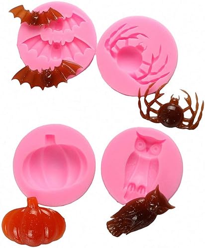 Miniatura 4 de Juego de 6 moldes de fondant para pastel de Halloween, herramientas de decoración de cupcakes de fiesta de Halloween, molde de silicona para